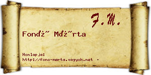 Fonó Márta névjegykártya